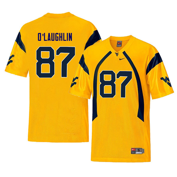Men #87 Mike O'Laughlin West Virginia Mountaineers Throwback College Football Jerseys Sale-Yellow
